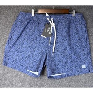 NWT‎ RHONE XXL Navy Floral Print Swim Trunks Shorts 4 Way Stretch Standard Fit
